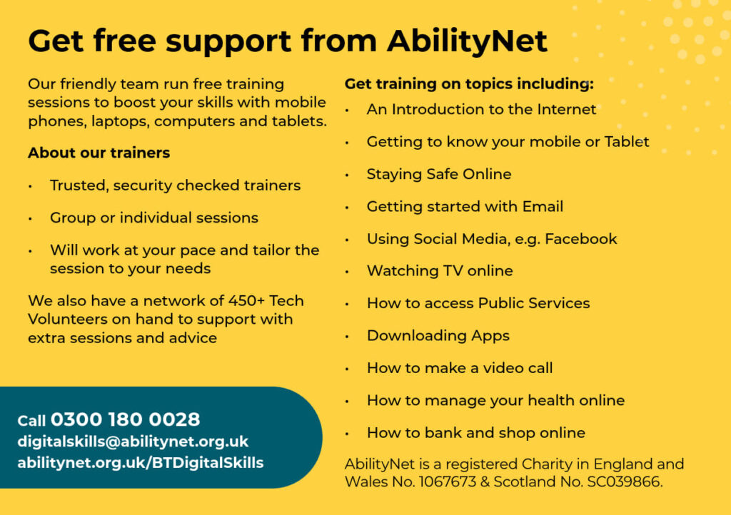 Abilitynet Digital Inclusion Free Support